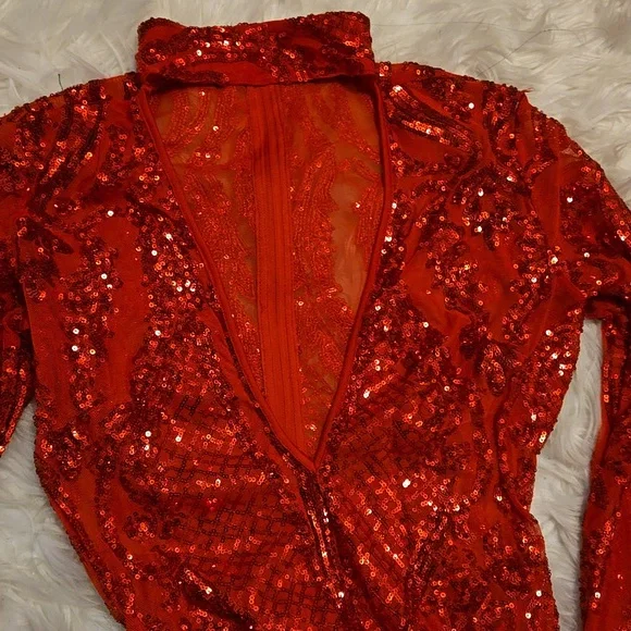 Elegant Red Sequin Dress